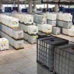 warehouse full of chemical containers