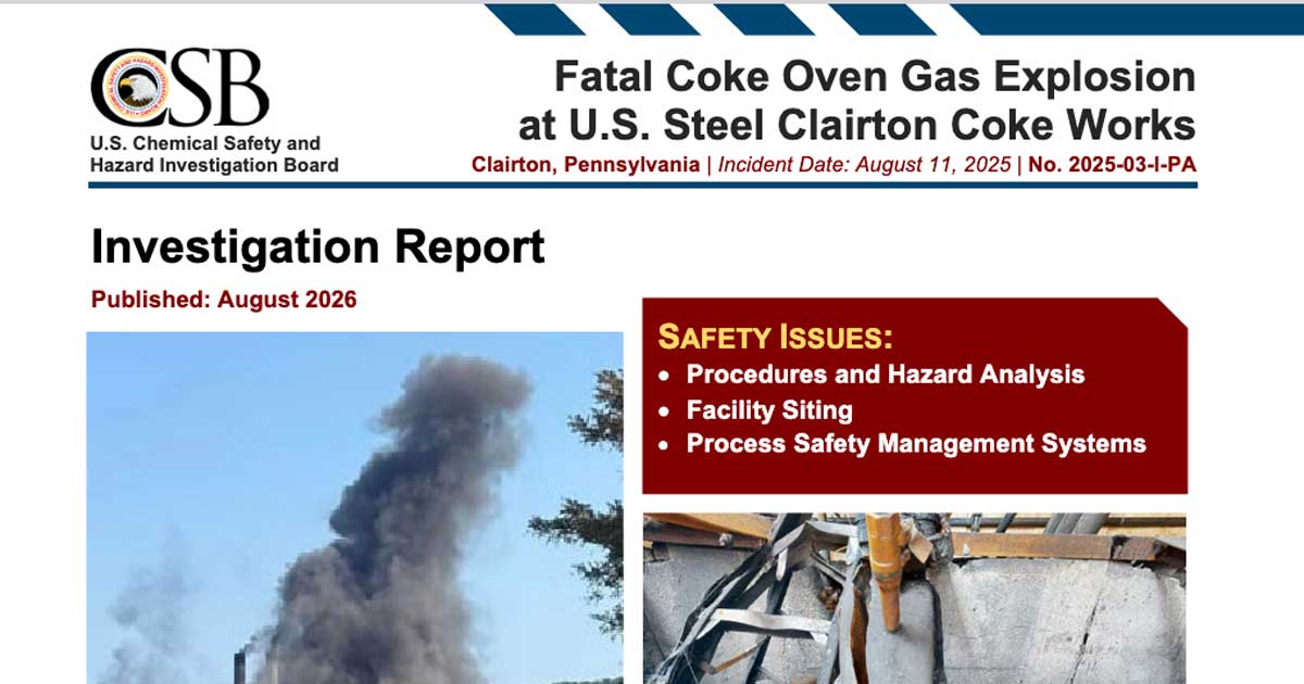 Final Report on US Steel Fatal Explosion